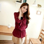 Tokyo Fashion - Tab-Sleeve Tie-Front Chiffon Blouse