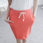 D.P-Shop - Drawstring-Waist Cotton Skirt