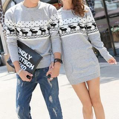 Hanee - Nordic Print Couple Knit Sweater / Sweater Dress Hanee - Nordic Print Couple Knit Sweater / Sweater Dress