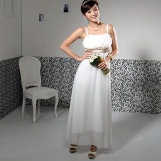 Sequined-Sash Chiffon Gown
