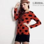 OrangeBear - Contrast-Hem Polka-Dot Top
