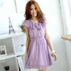 Tokyo Fashion - Lace-Trim Cape-Collar Chiffon Dress