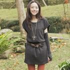CatWorld - Set: Short-Sleeve Dress + Belt + Arm Warmers