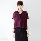Soneed - Drawstring Hem Chiffon Blouse 