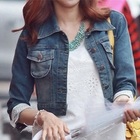 45SEVEN - Lace-Trim Cropped Denim Jacket