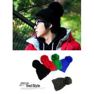 Pompom-Accent Cable-Knit Beanie Pompom-Accent Cable-Knit Beanie