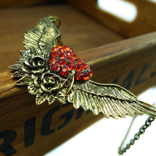 Rose Angel And Heart Necklace -Copper Rose Angel And Heart Necklace -Copper