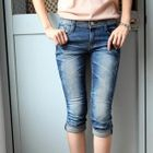 STYLEKELLY - Stripe Trim Capri Jeans