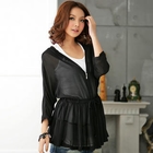 JK2 - Drawstring Hooded Chiffon Cardigan