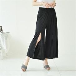 GLAM12 - Slit-Front Wide-Leg Pants GLAM12 - Slit-Front Wide-Leg Pants