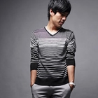 MR.PARK - V-Neck Striped Knit Top