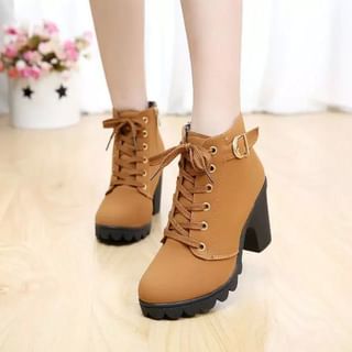 lace up chunky heel ankle boots zandy shoes yesstyle lace up chunky heel ankle boots zandy shoes yesstyle