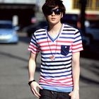 SLIM&FIT - Stripe V-Neck T-Shirt