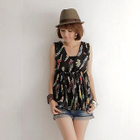 MYHEART - Sleeveless Printed Chiffon Babydoll Top