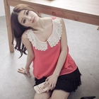 D.P-Shop - Lace-Collar Chiffon Tank Top