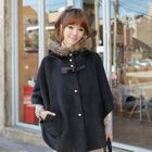 CLICK - Buckle-Accent Hooded Cape Jacket