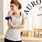 E.F.Shop - Short-Sleeve Ribbed Henley