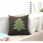 iswas - Tree Appliqué Check Cushion Cover