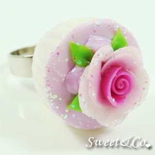 Sweet Purple Glitter Cupcake Floral Ring Sweet Purple Glitter Cupcake Floral Ring