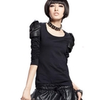 Othermix - Long-Sleeve Faux Leather Top