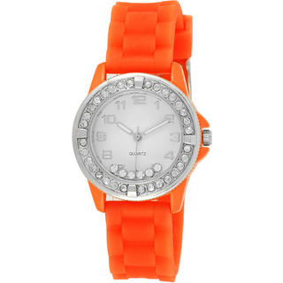 Rhinestone-Detail Jelly Strap Watch