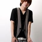 SeventyAge - Inset Stripe Vest Drape-Front Top