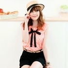 Tokyo Fashion - Sleeveless Ribbon-Accent Polka Dot Top