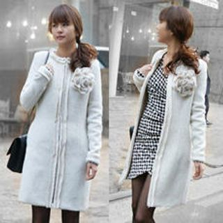 Wool Blend Coat with Brooch