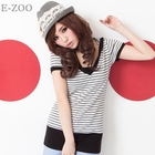 ZOO - Short-Sleeve Hooded Stripe Top