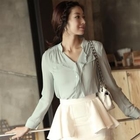 ode' - Beaded Frill-Accent Blouse