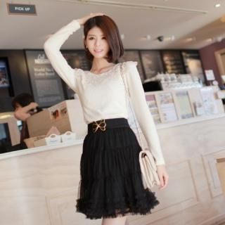 Crochet Neckline Knit Top