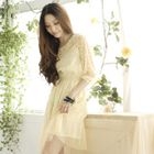 Tokyo Fashion - Lace-Panel Polka Dot Mesh Dress