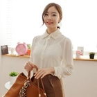 SUVINSHOP - Laced Collar Sheer Blouse
