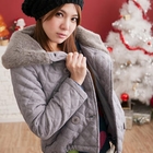 CatWorld - Quilted Fleece-Trim Hooded Jacket