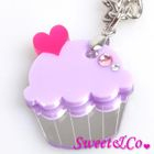 Sweet & Co. - Sweet&Co Mini Purple Cupcake Crystal Silver Necklace