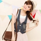 YUMI - Lace-Back Denim Vest