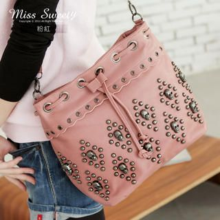 Chain-Strap Studded Bucket Bag