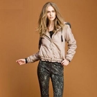 O.SA - Knit-Hood Faux-Leather Padded Coat