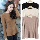 HAPPY CAT - Long-Sleeve Peplum Top