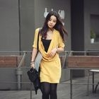 REDOPIN - Elbow-Sleeve Drape Front Shirtdress