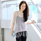 59th Street - Fringed Cut Away-Sleeve Top (Belt not Included)