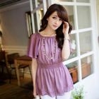 Tokyo Fashion - Smocked-Waist Chiffon Top