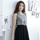 D.P-Shop - Patchwork Chiffon Long Tank Dress