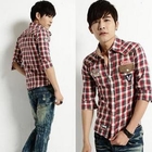 AOYAMA - Elbow-Sleeve Plaid Shirt