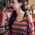 PUFFY - Set: Cutaway-Shoulder Striped Top + Tank Top