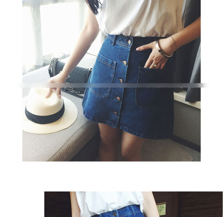 Octavia Buttoned Denim Mini Skirt YESSTYLE