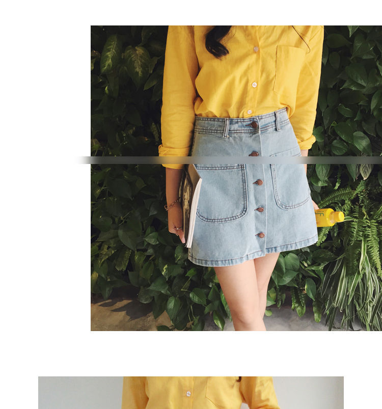 Octavia Buttoned Denim Mini Skirt YESSTYLE