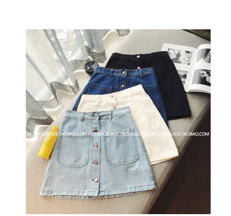 Octavia Buttoned Denim Mini Skirt YESSTYLE