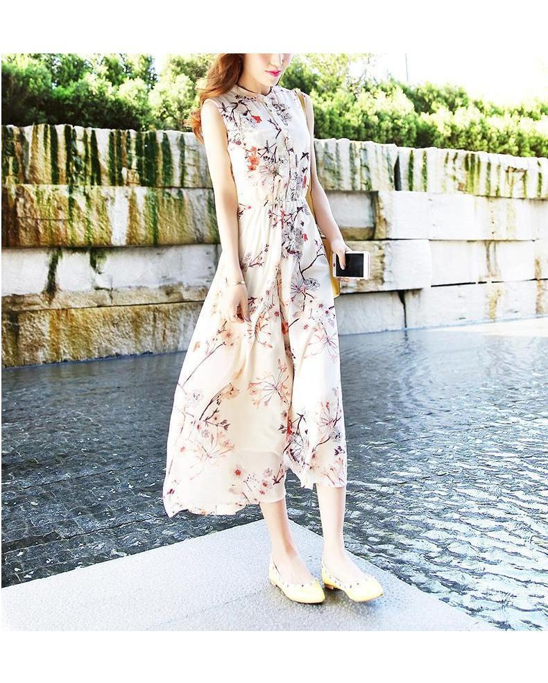 Dowisi Sleeveless Floral Print Dress YESSTYLE