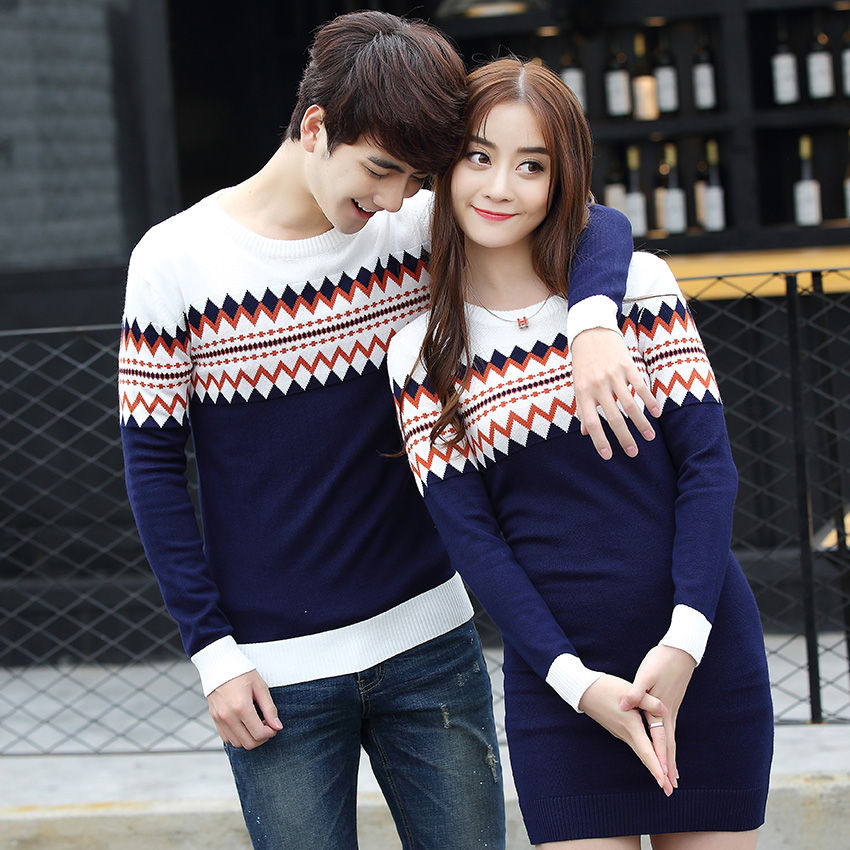 Igsoo Couple Matching Patterned Knit Pullover / Long ...